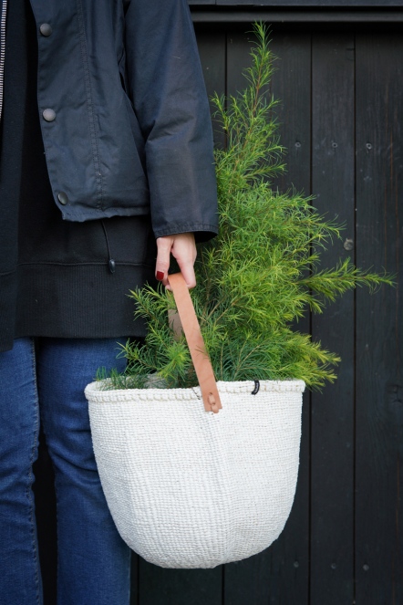 Kiondo 有提把編織籃-白 S