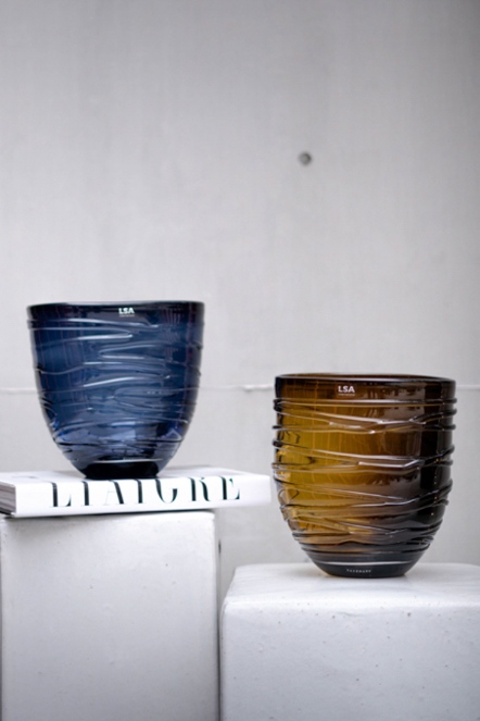 環飾玻璃花器(寶石藍/青綠)