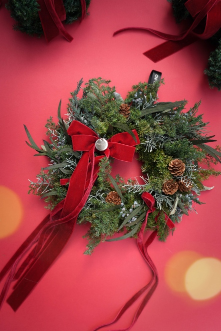 暖紅冬日 恆星花圈