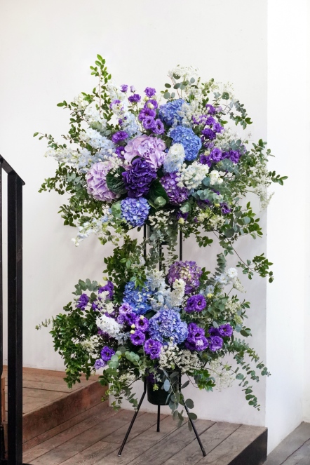 紫色花饗 高架花籃