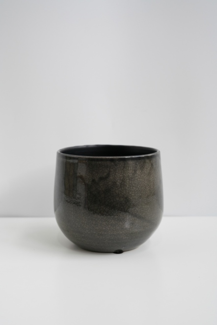 D&M亮面圓罐花器-棕(H13)